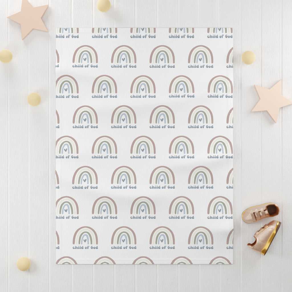 Fleece Baby Blanket | "Child of God" Pastel Rainbow