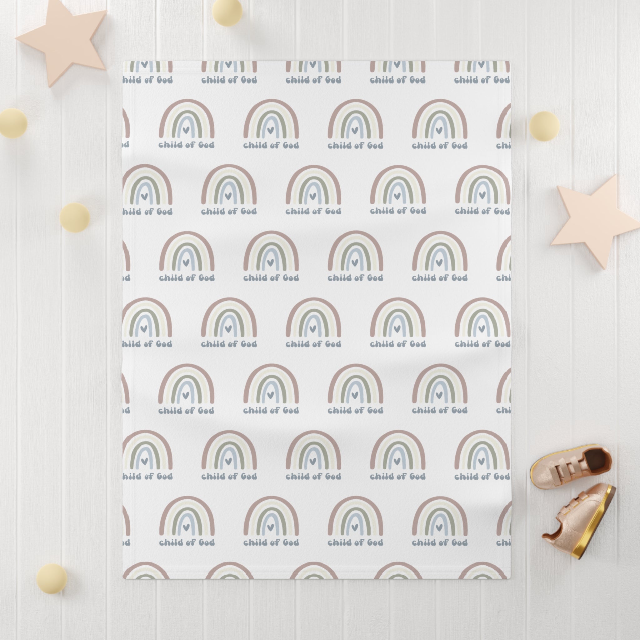 Fleece Baby Blanket | "Child of God" Pastel Rainbow