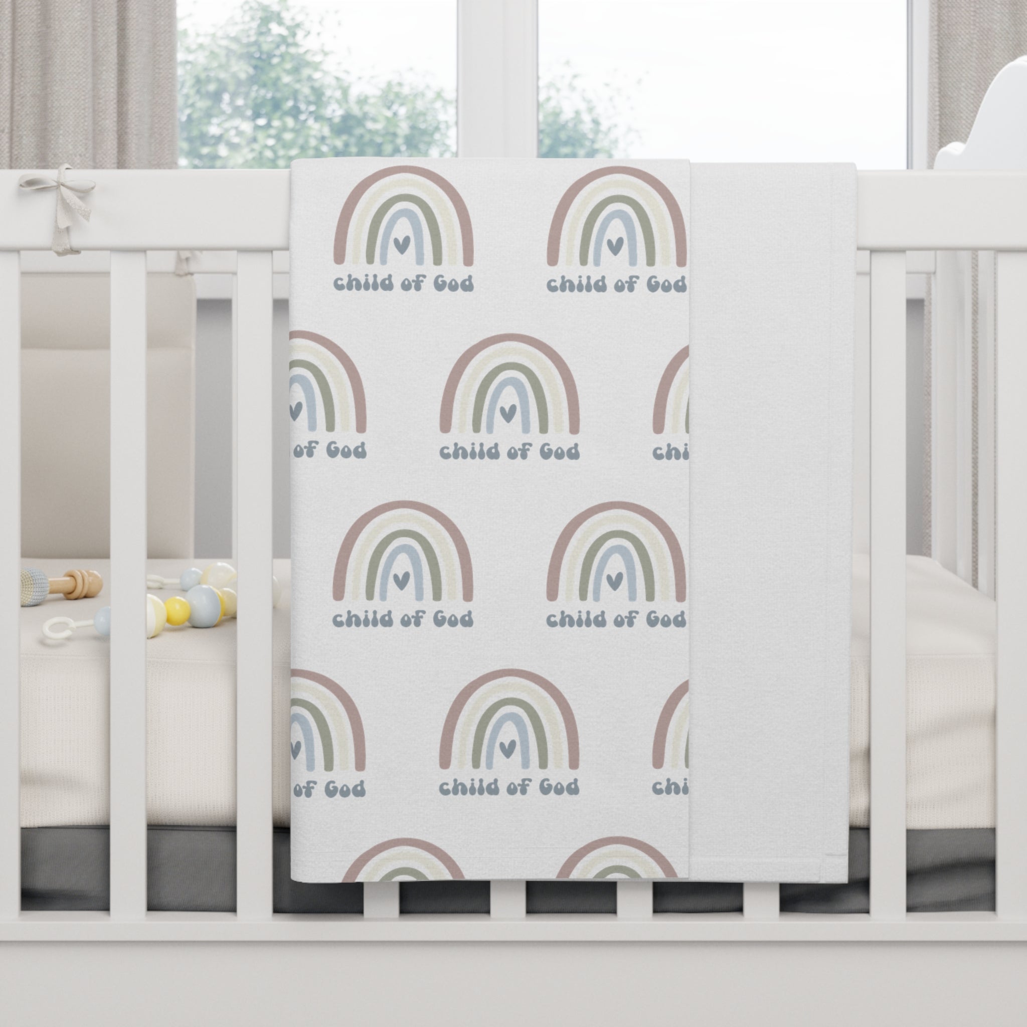 Fleece Baby Blanket | "Child of God" Pastel Rainbow