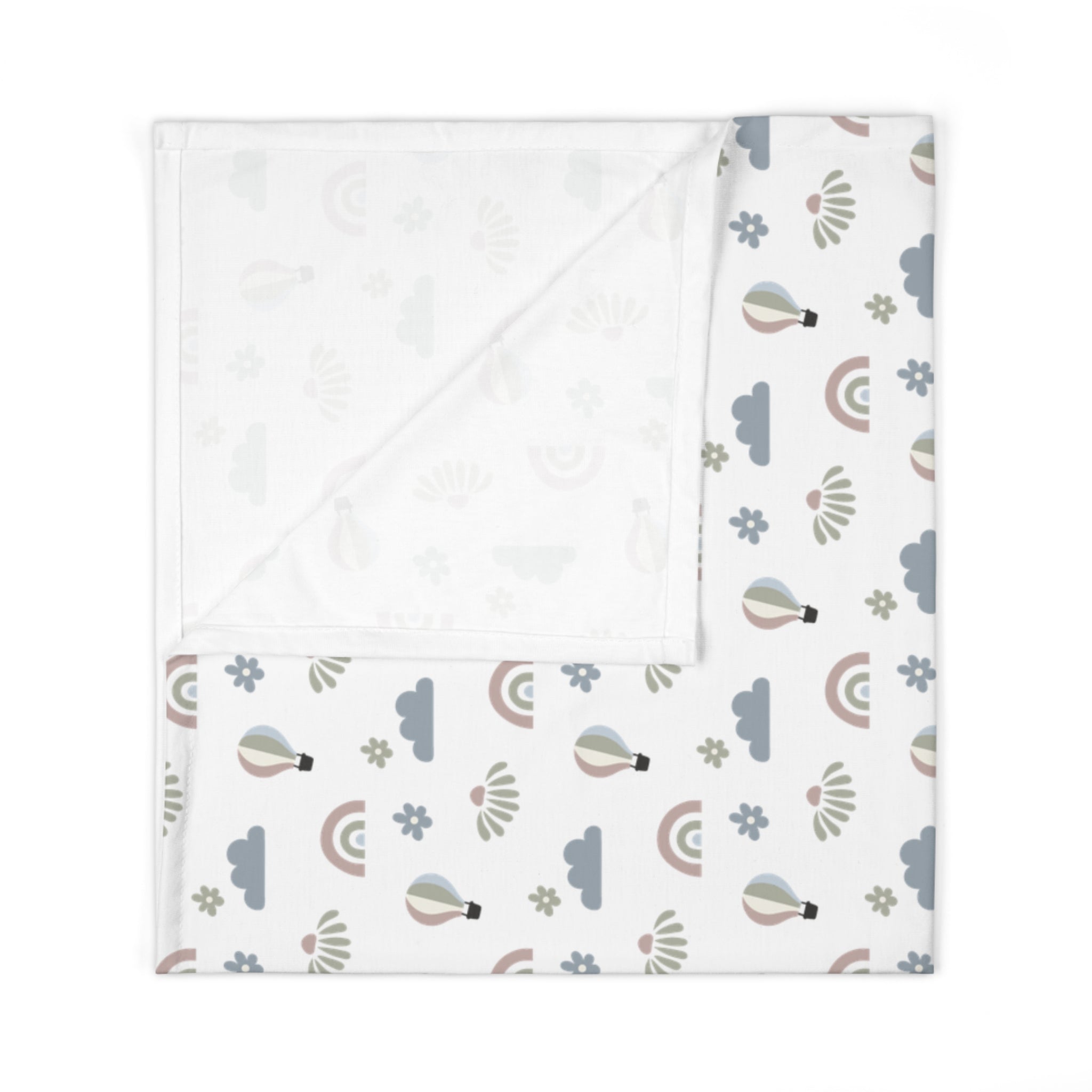 Baby Swaddle Blanket | Rainbow & Hot Air Balloon