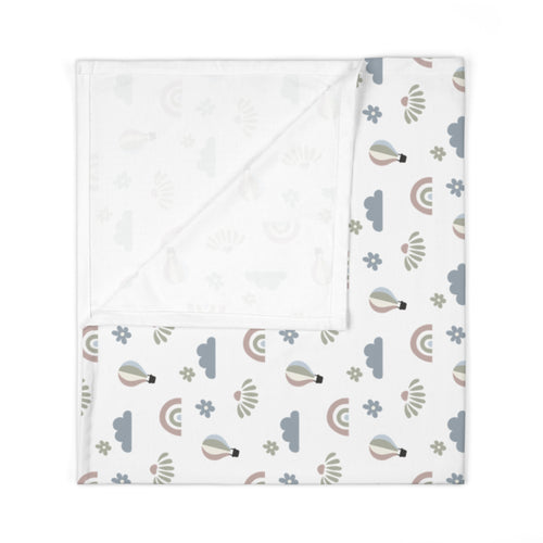 Baby Swaddle Blanket | Rainbow & Hot Air Balloon