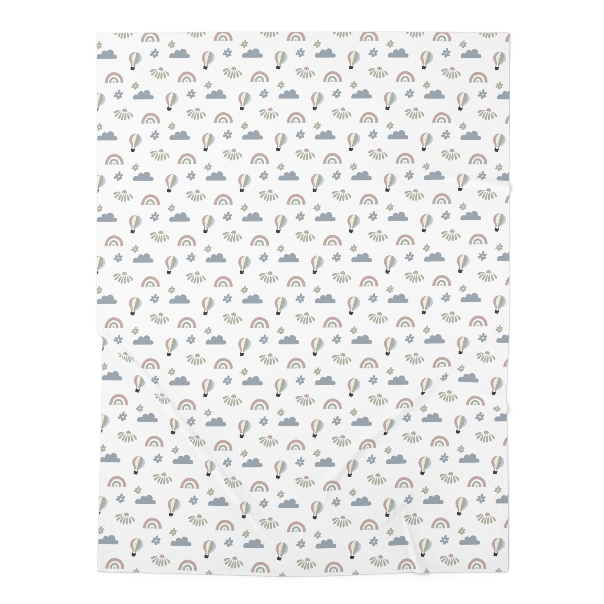 Baby Swaddle Blanket | Rainbow & Hot Air Balloon
