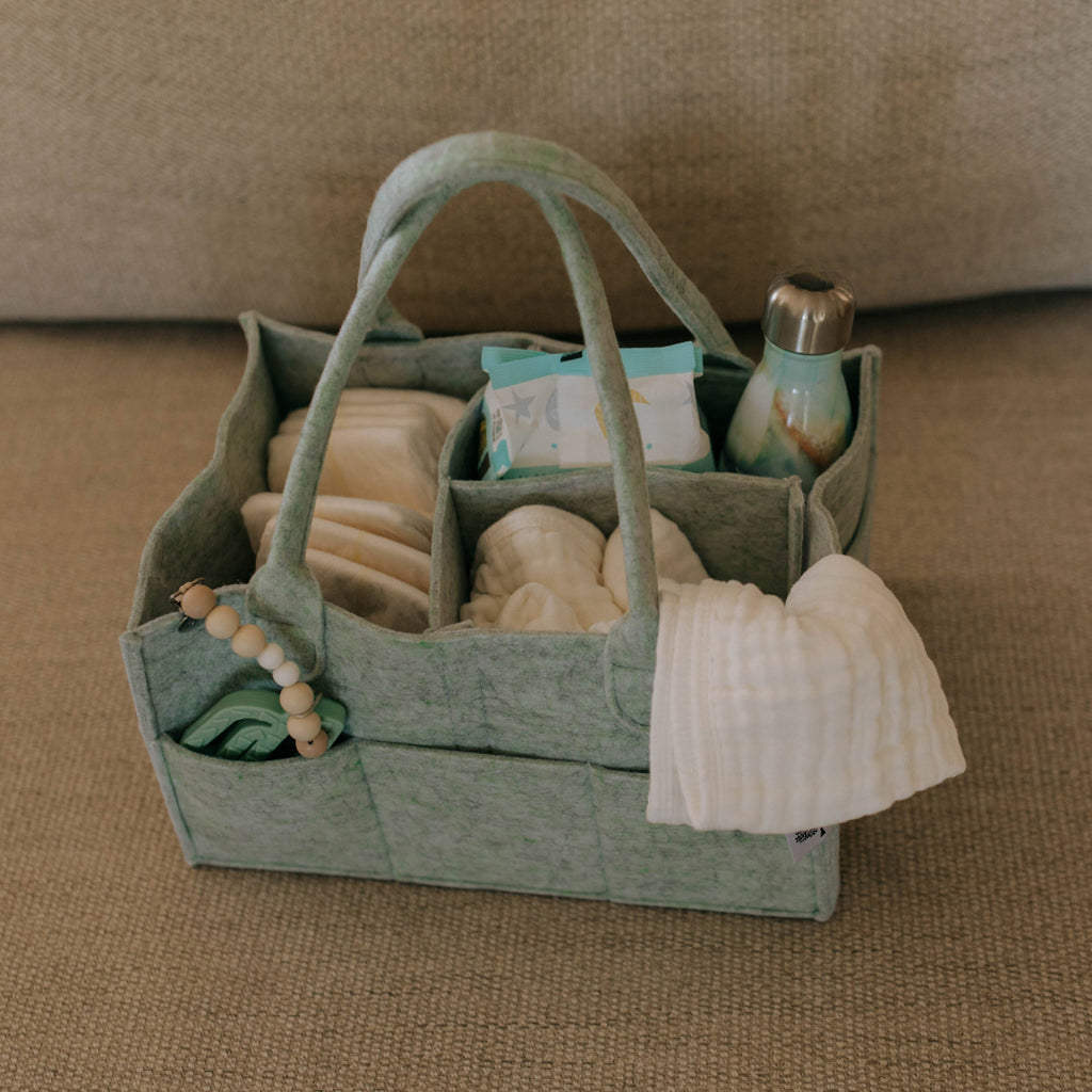 Diaper Caddy in Sage Green: Regular (13 x 9 x 7")