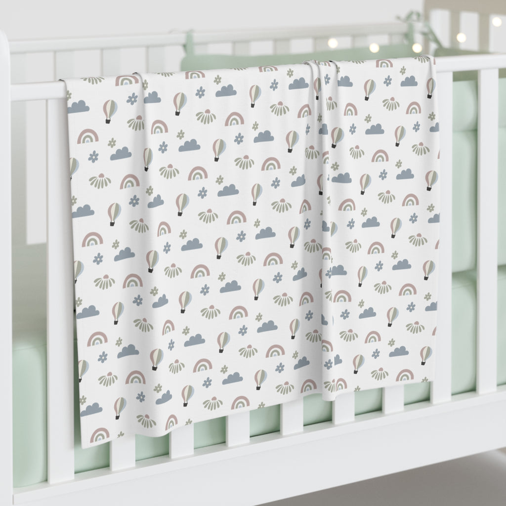 Baby Swaddle Blanket | Rainbow & Hot Air Balloon