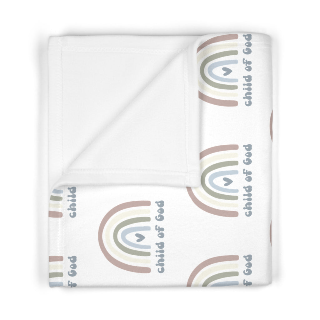 Fleece Baby Blanket | "Child of God" Pastel Rainbow