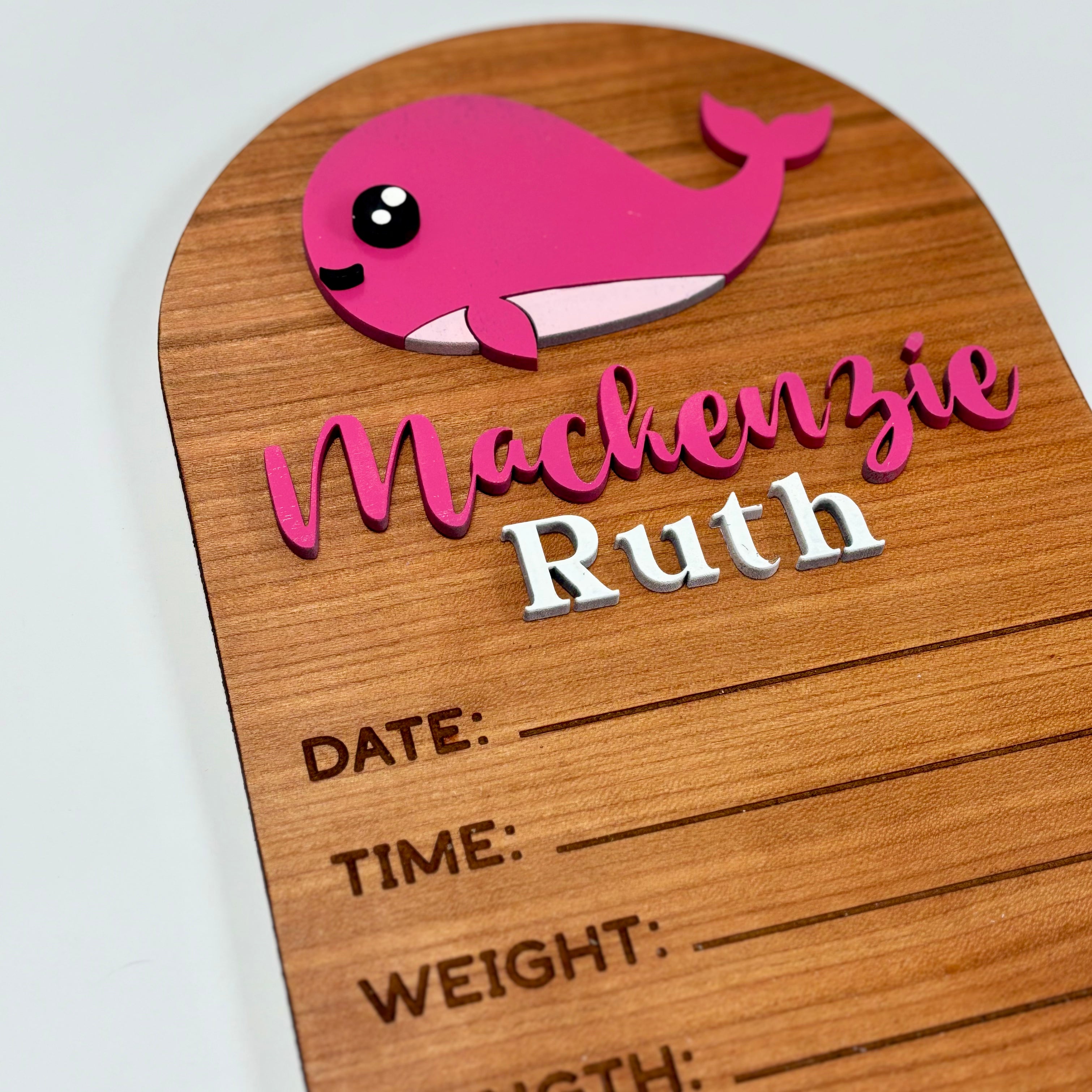 Personalized Birth Stats Wood Arch Announcement Sign | Under the Sea | Whale
