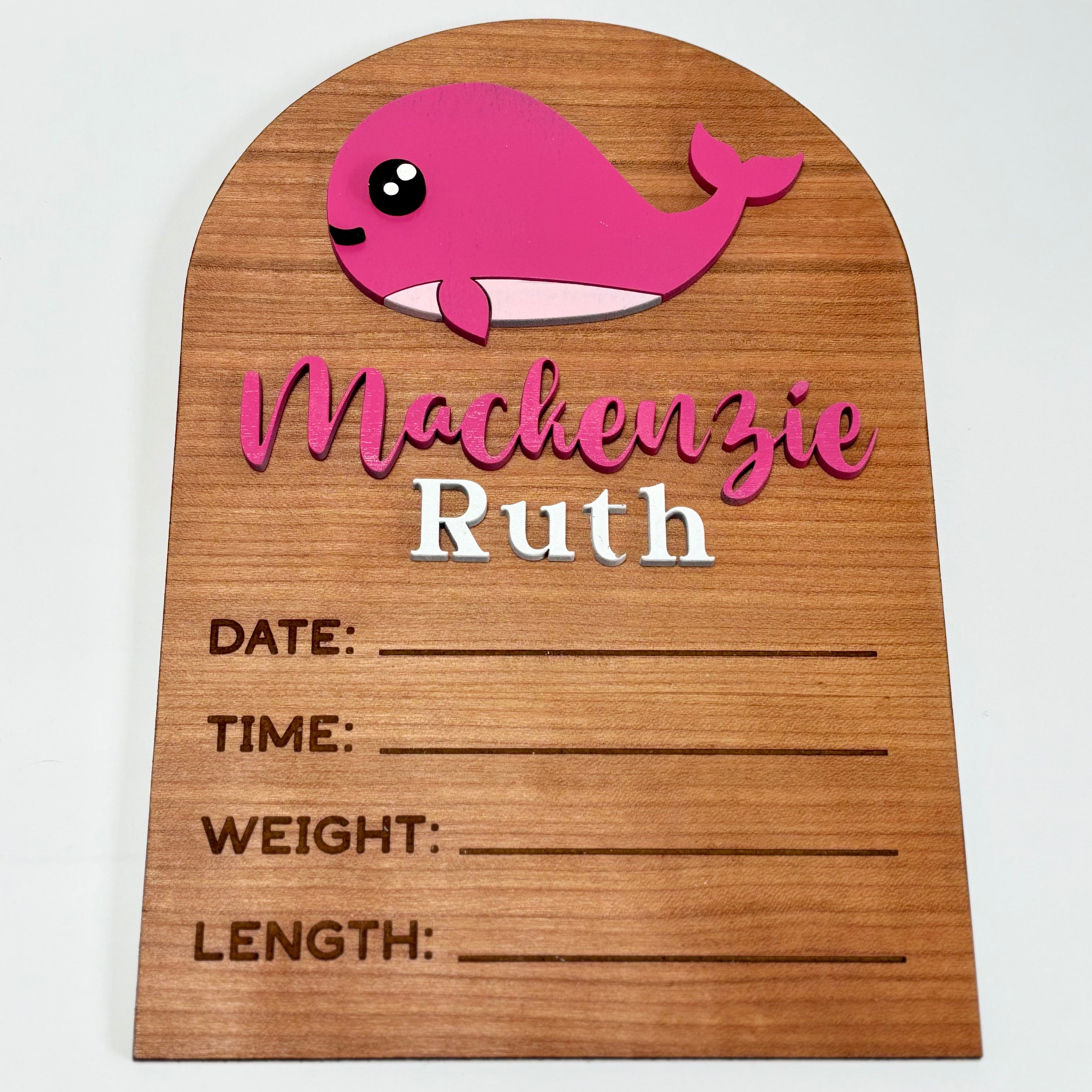 Personalized Birth Stats Wood Arch Announcement Sign | Under the Sea | Whale