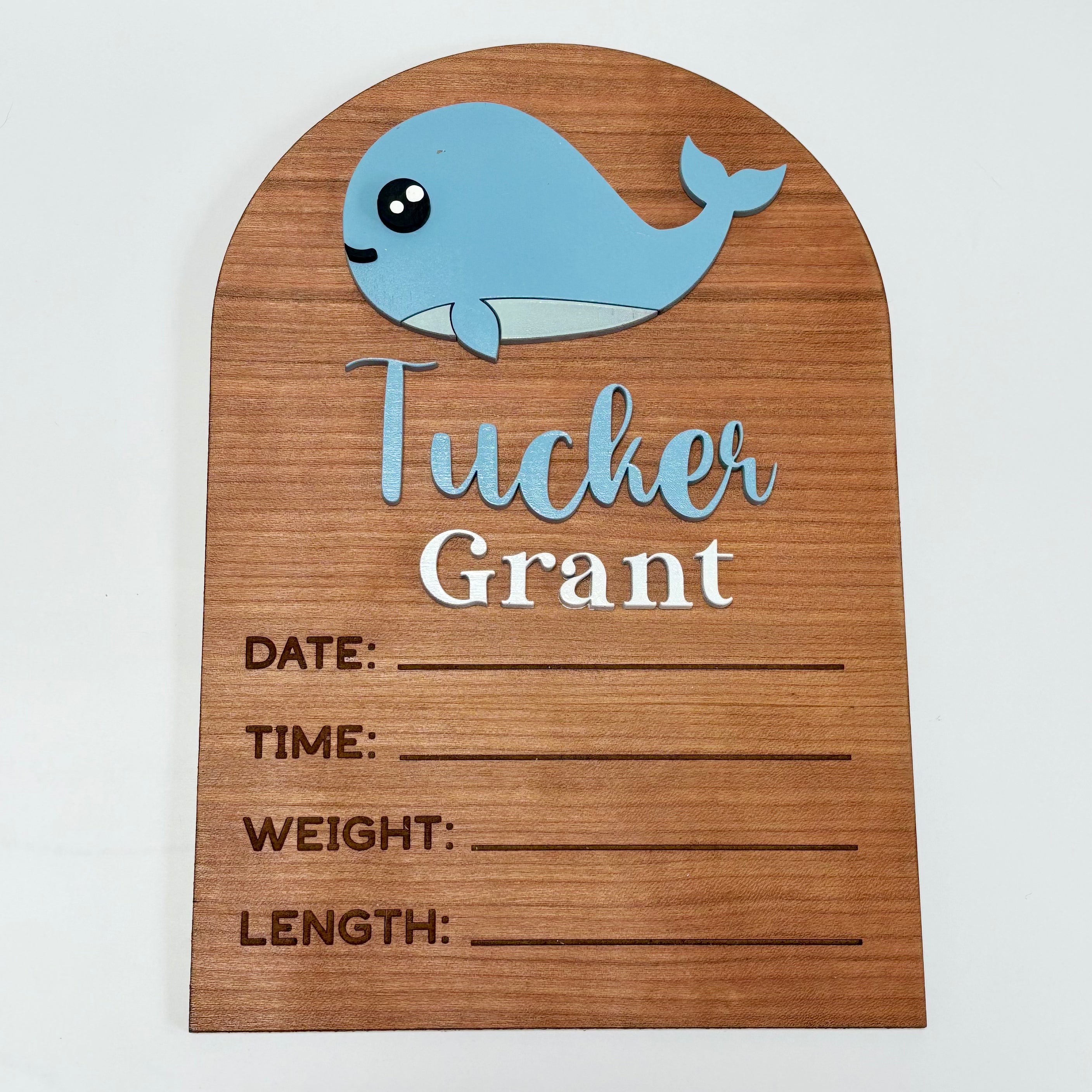 Personalized Birth Stats Wood Arch Announcement Sign | Under the Sea | Whale