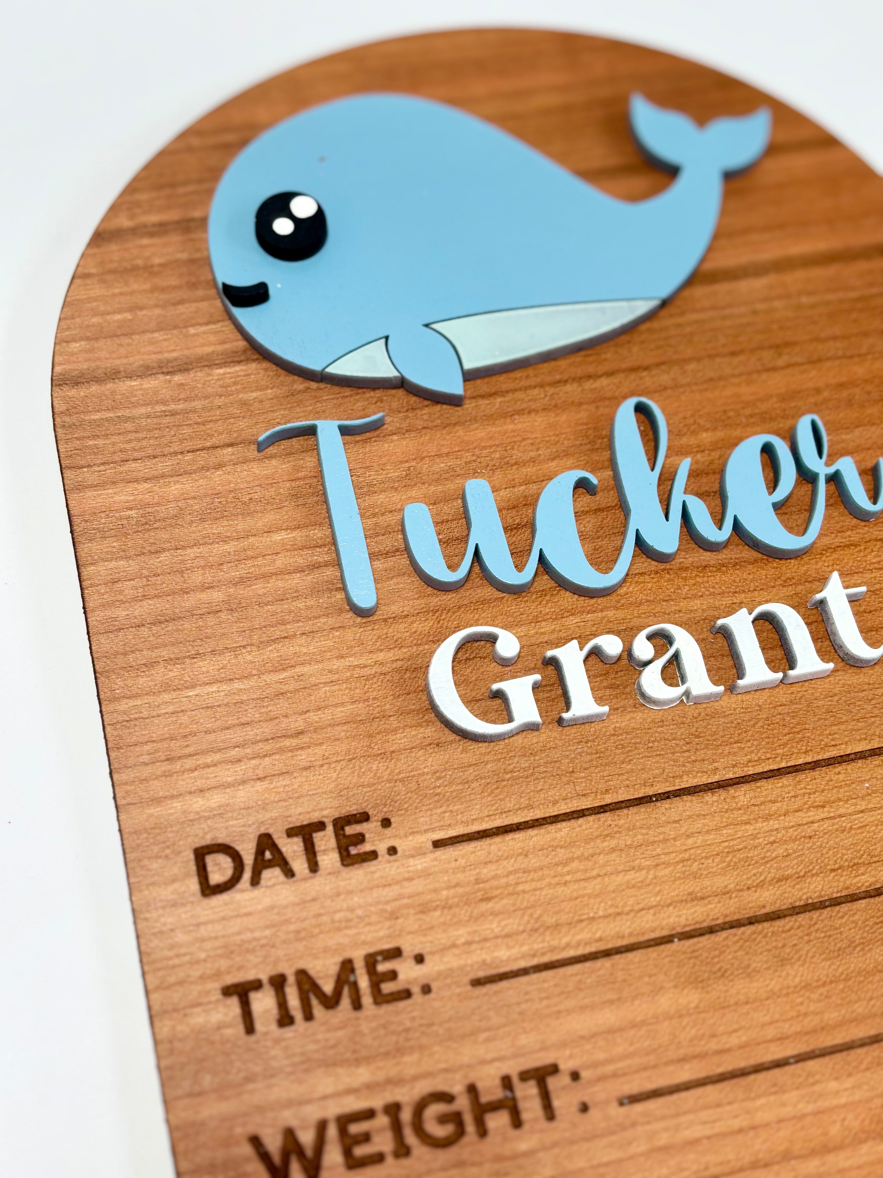 Personalized Birth Stats Wood Arch Announcement Sign | Under the Sea | Whale