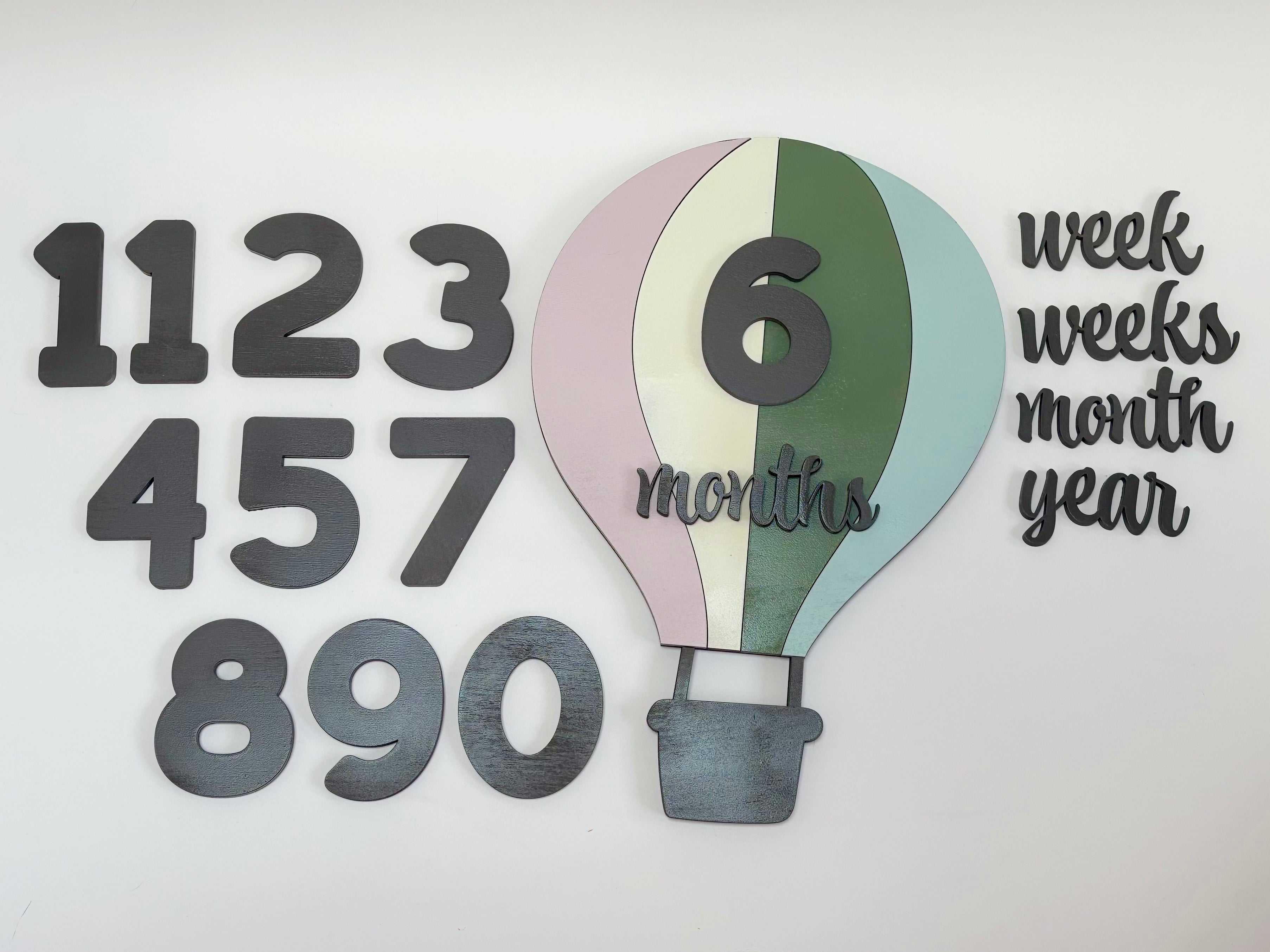 Baby Milestone Marker Wooden Photo Props | Hot Air Balloon