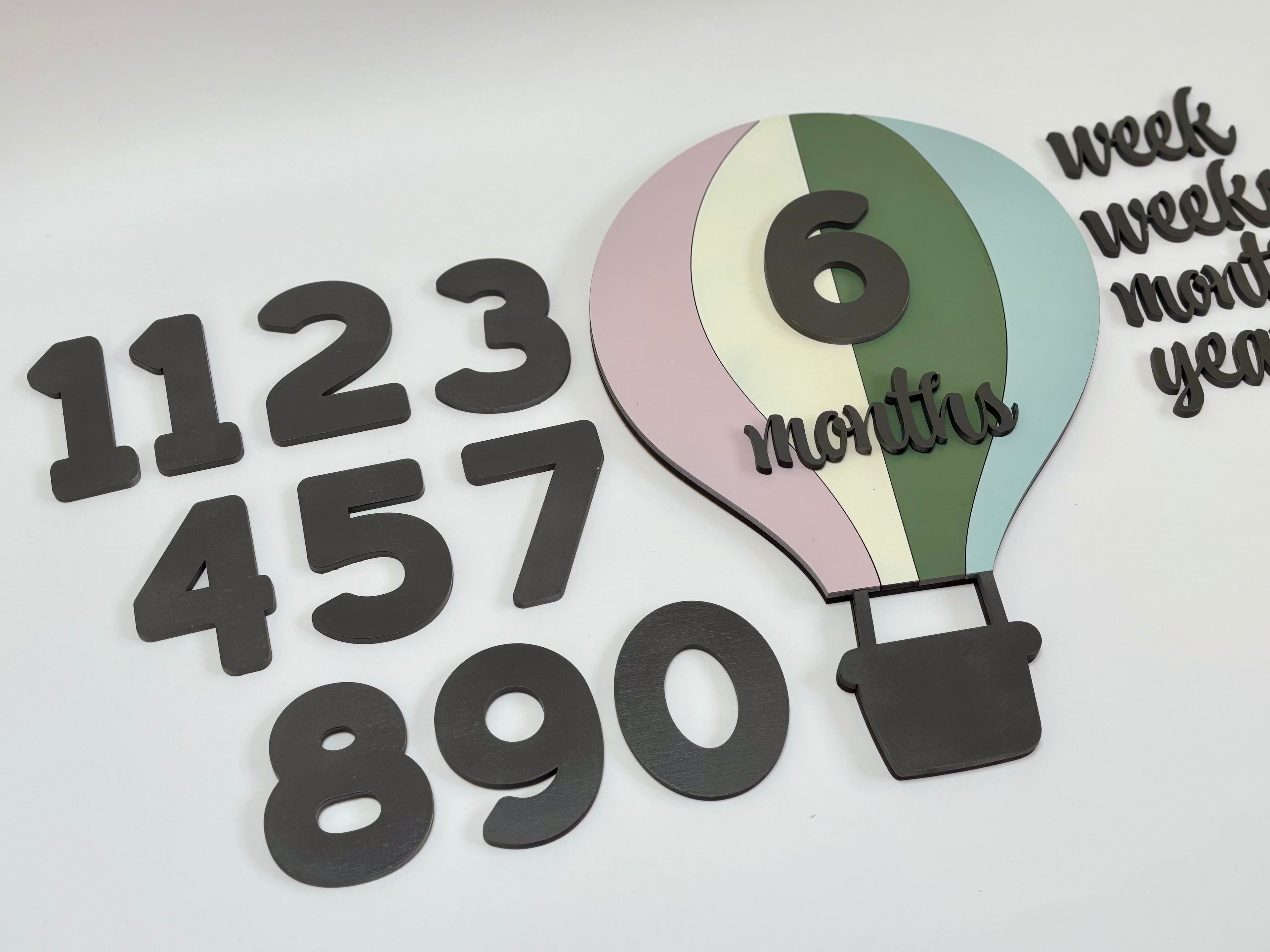 Baby Milestone Marker Wooden Photo Props | Hot Air Balloon