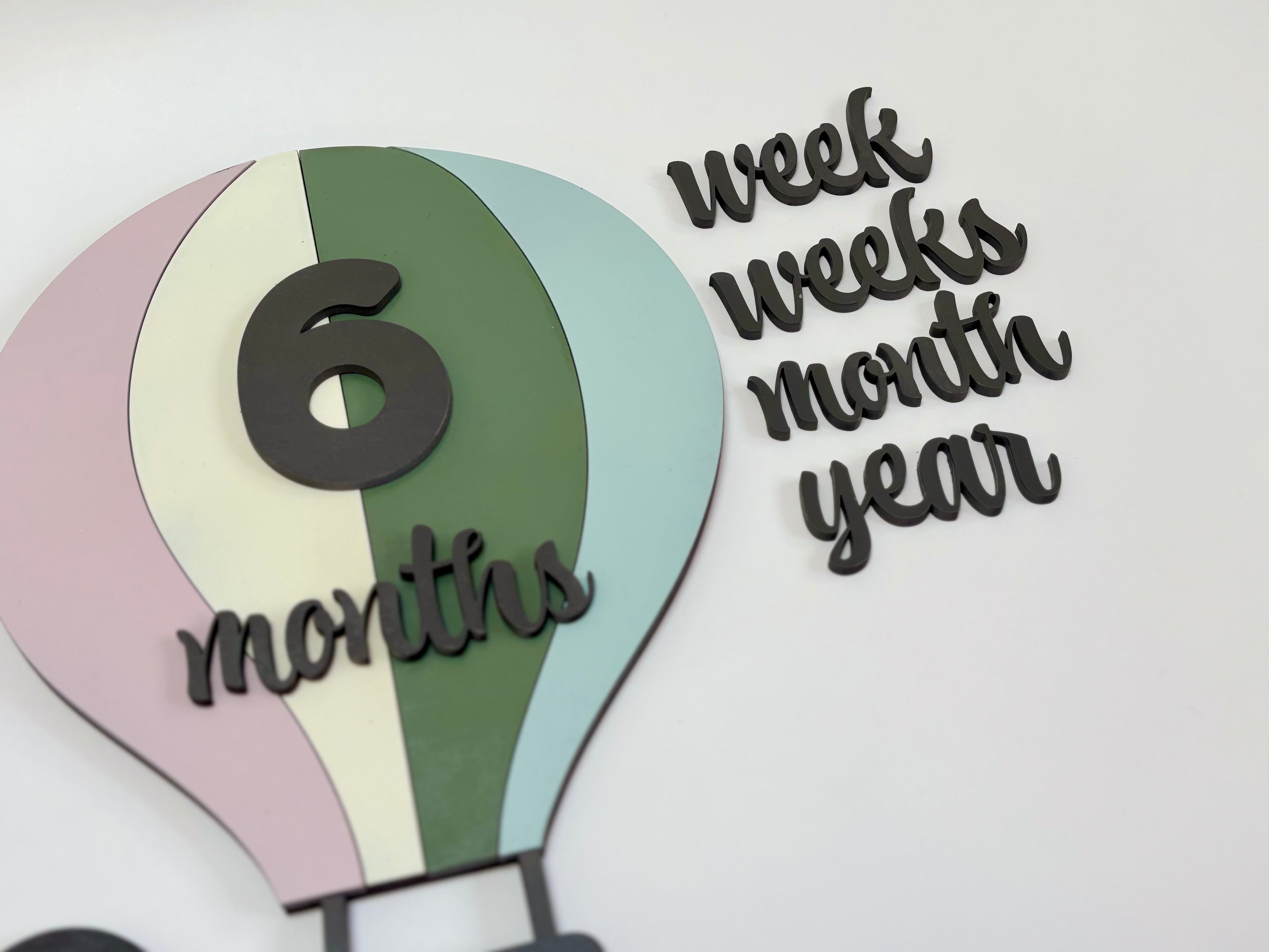 Baby Milestone Marker Wooden Photo Props | Hot Air Balloon