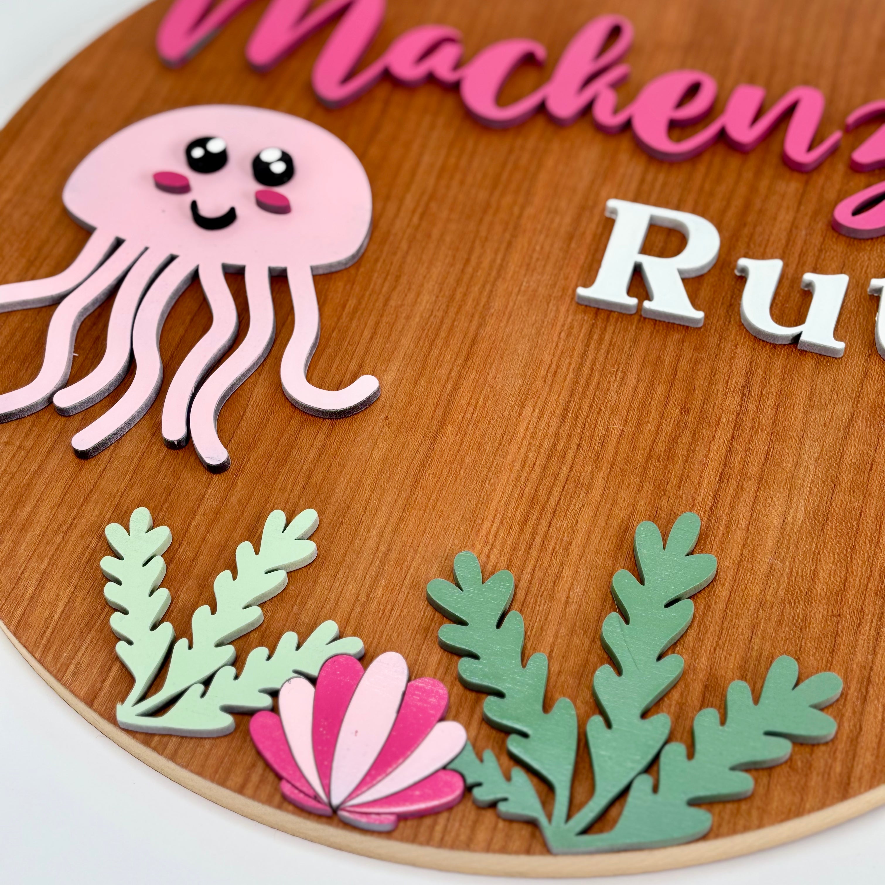 Personalized Round Wood Nursery Sign | Under the Sea