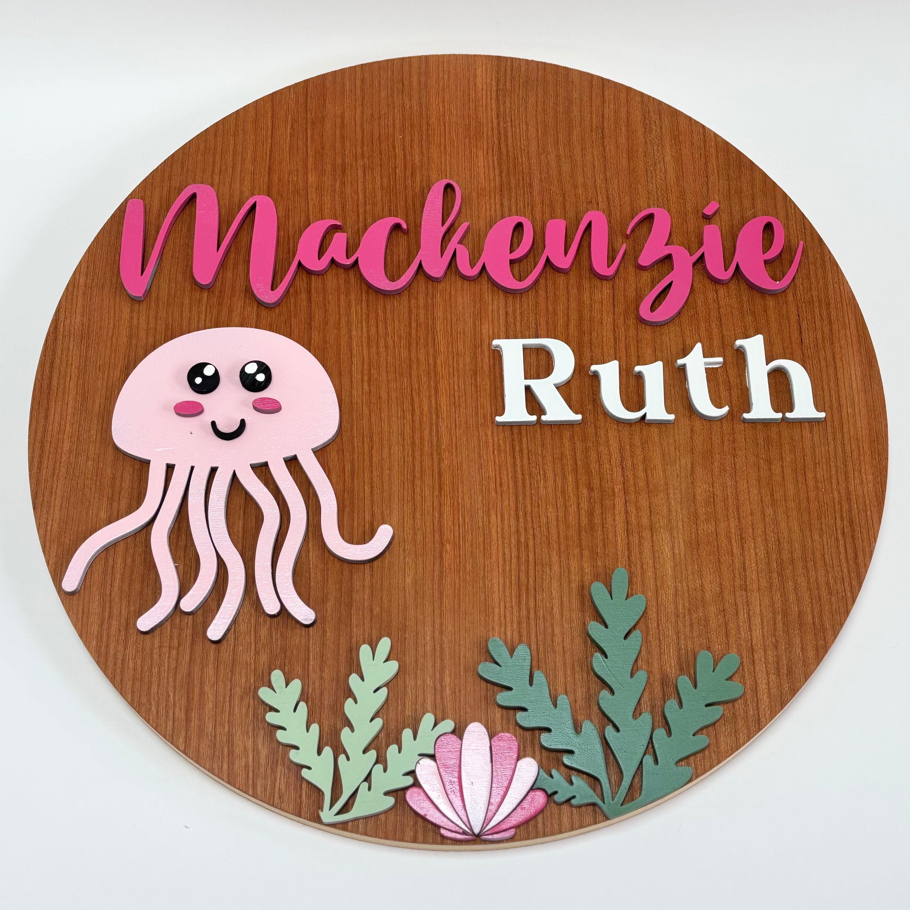 Personalized Round Wood Nursery Sign | Under the Sea