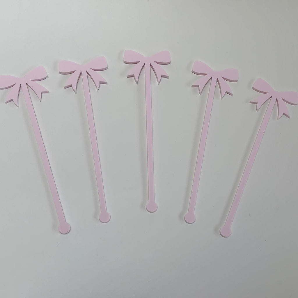 Swizzle Stick Drink Stirrers | Baby Shower | Pink Bow