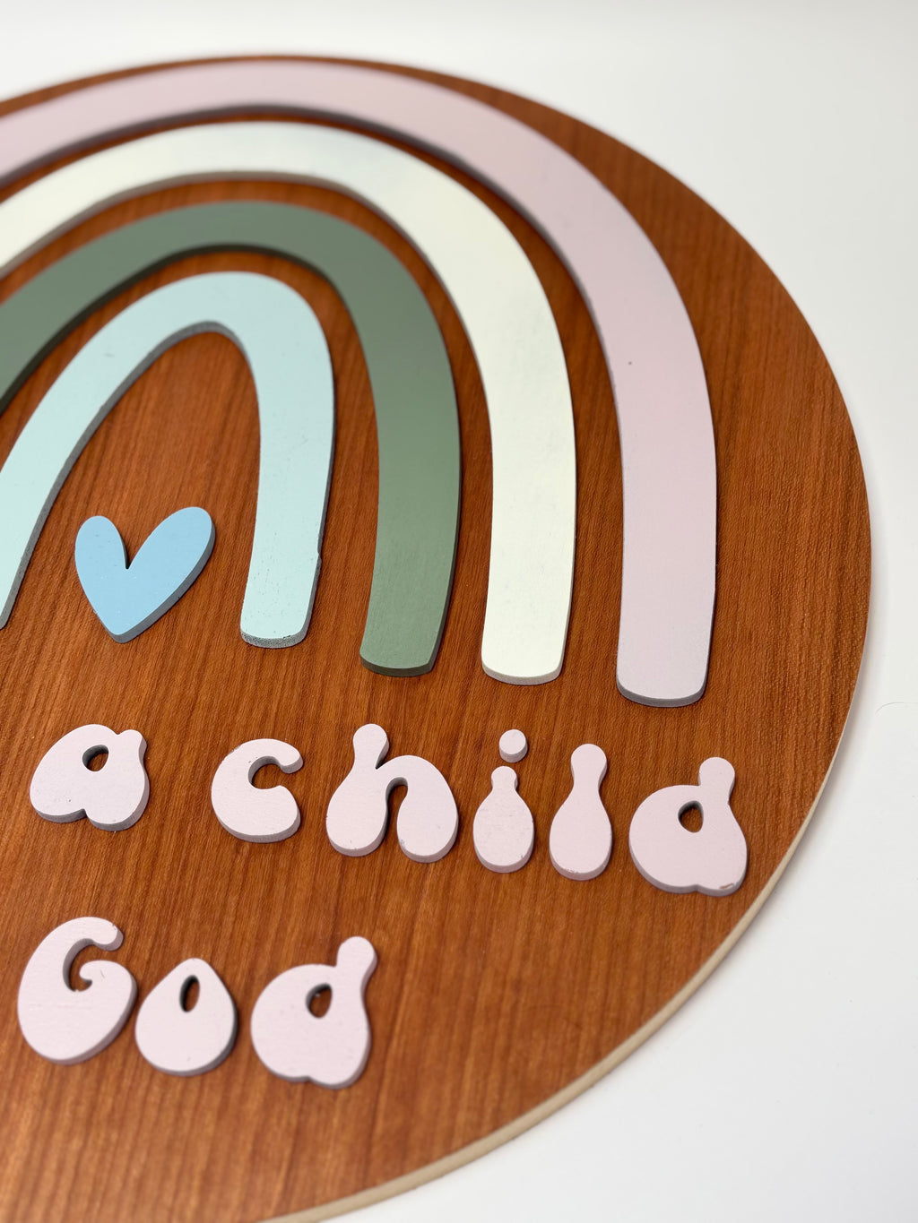 Round Wood Sign | I am a Child of God | Rainbow