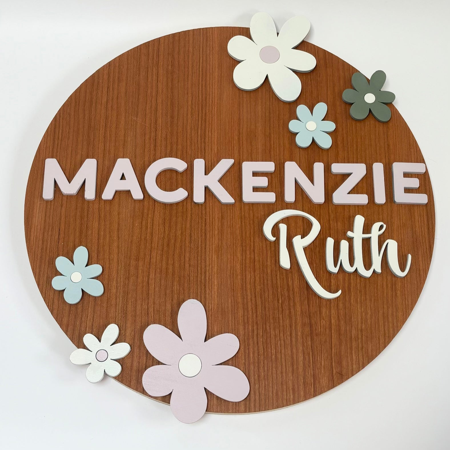Personalized Round Wood Nursery Sign | Mackenzie & Co. Florals