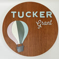 Personalized Round Wood Nursery Sign | Hot Air Balloon