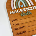 Personalized Birth Stats Wood Arch Announcement Sign | Rainbow