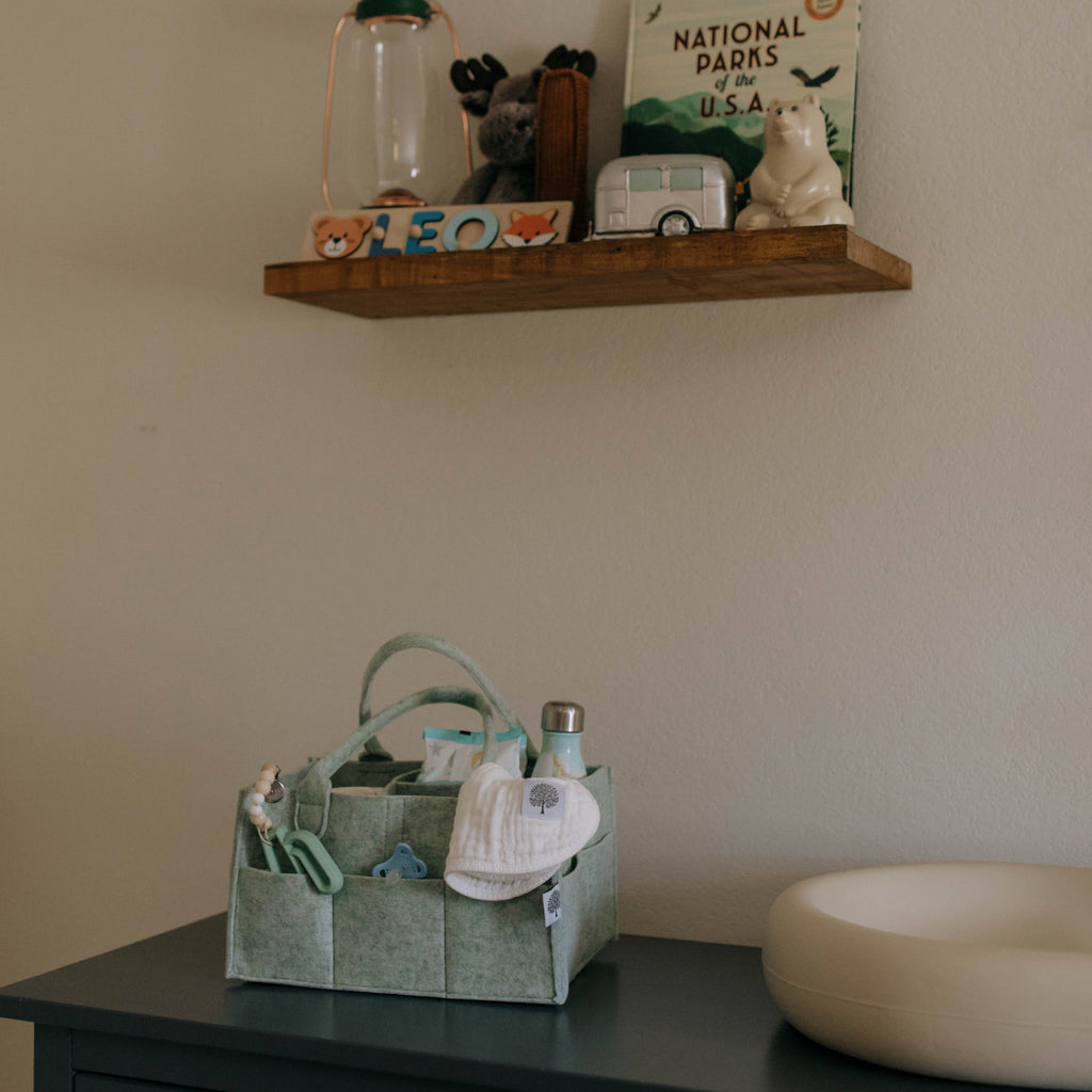 Diaper Caddy in Sage Green: Regular (13 x 9 x 7")
