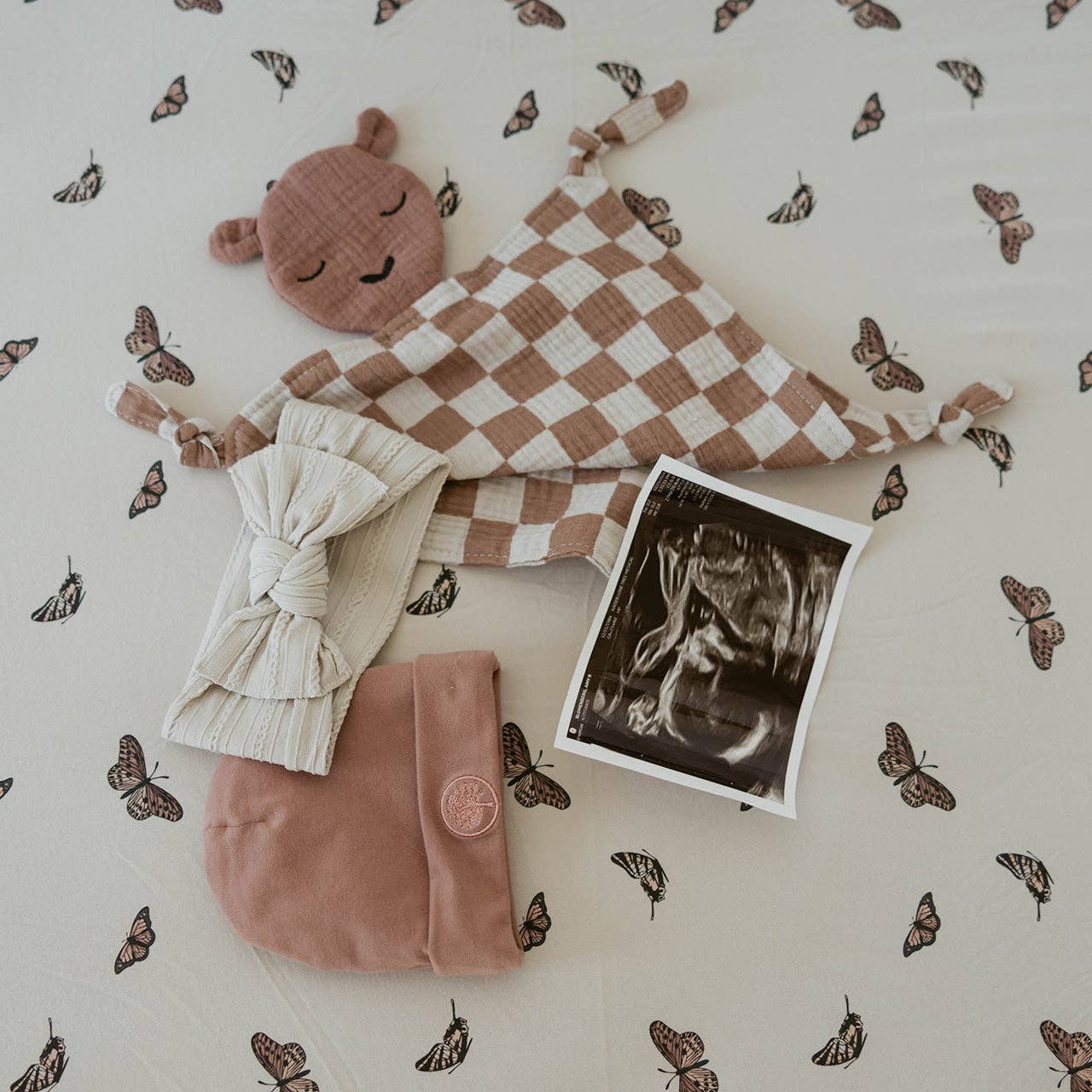 100% Muslin Lovey - Rosewood Checker