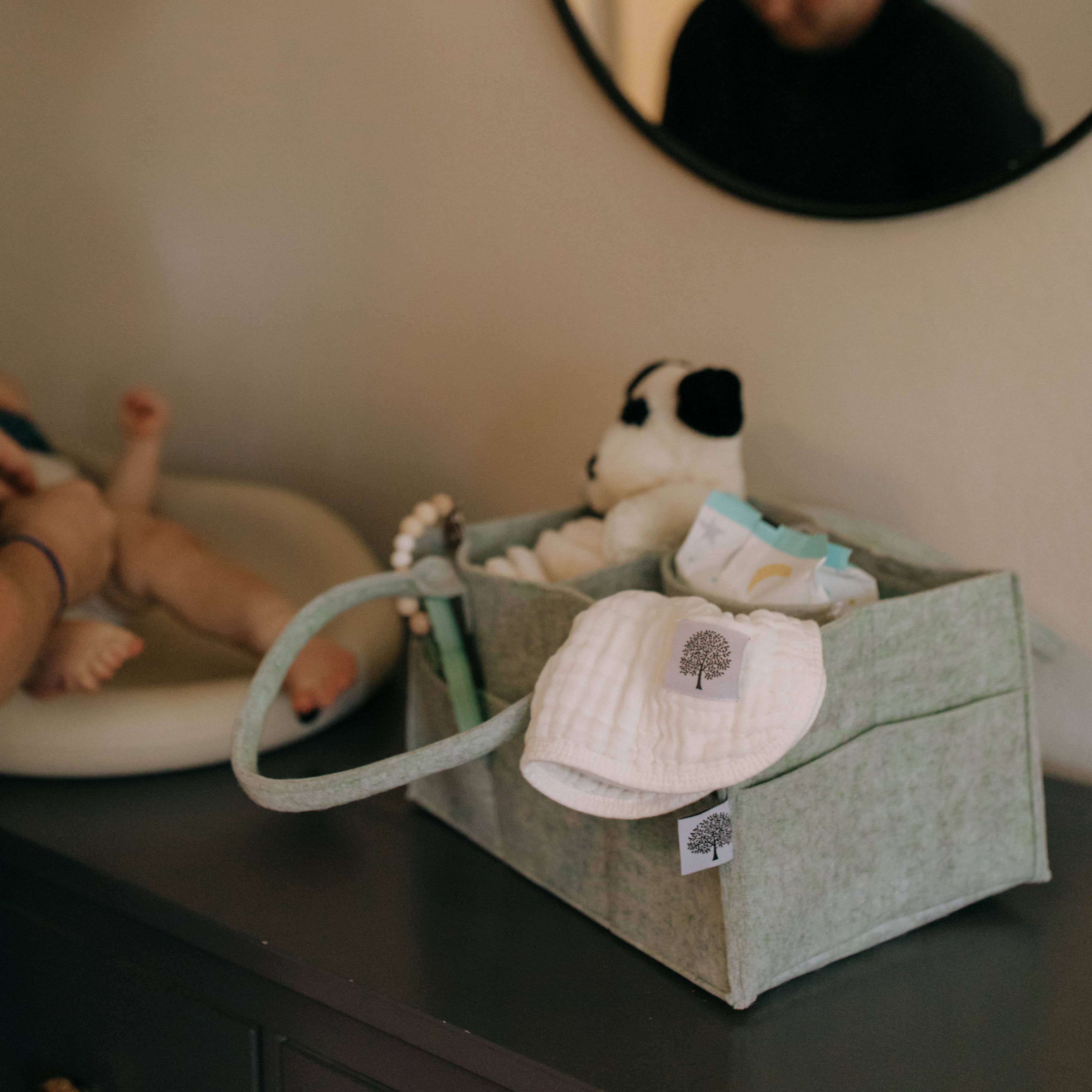 Diaper Caddy in Sage Green: Regular (13 x 9 x 7")